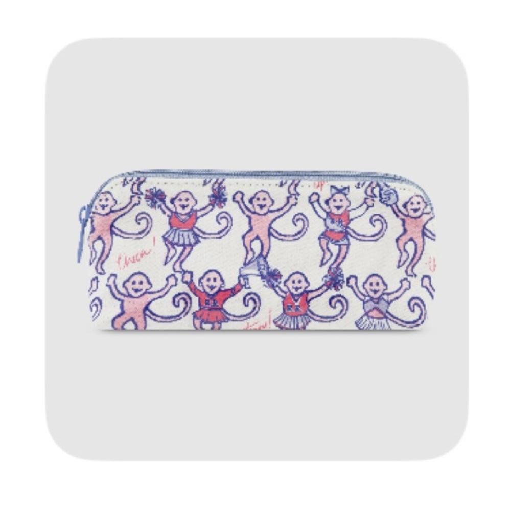 Roller Rabbit Cheer Monkey Makeup Bag - Pink and White